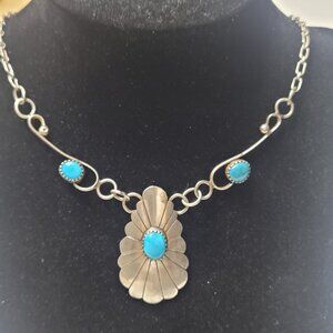 Vintage Sterling Silver Necklace Turquoise Southwest